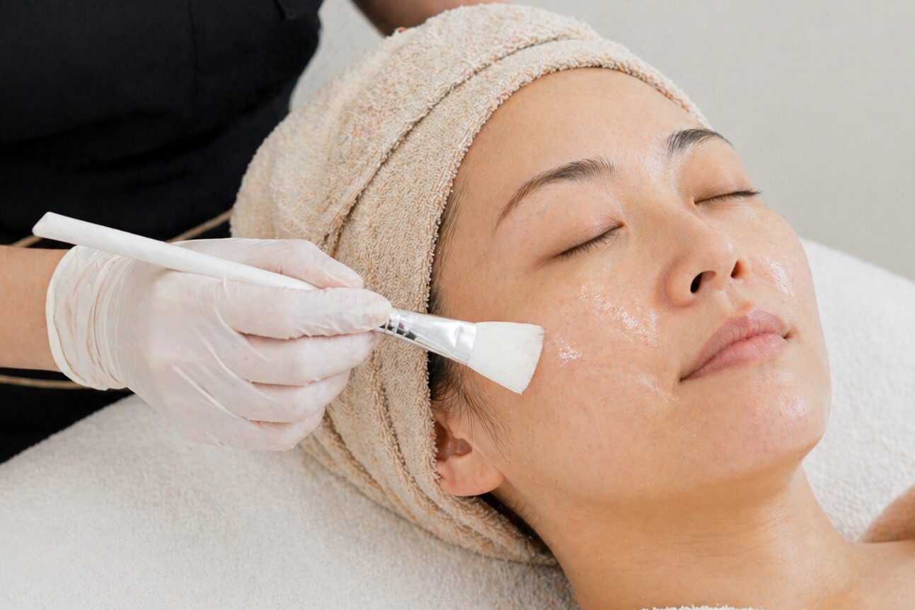 ピーリングの施術を受ける女性