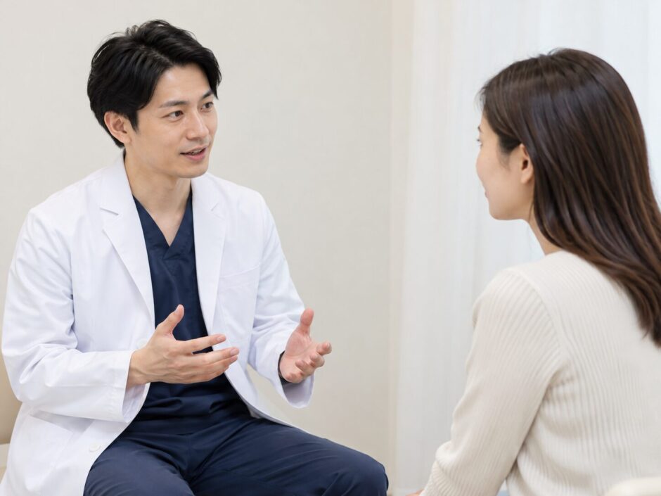 患者に説明を行う男性医師